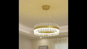 Salamin Chandelier High End Crystal Gold Pendant Light Dimmable Tricolor Hotel Restaurant Fixture