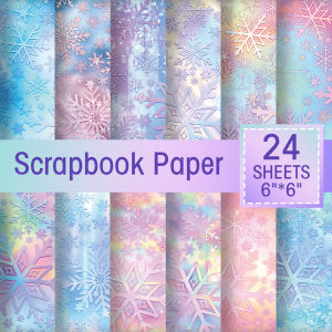 24Sheet Pastel Snowflake Christmas Scrapbook Paper SetDecorative Craft Paper For DIY Card Making Photo Album Journal Decoration