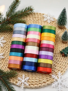 (2pcs/packl) 15mm single face Satin Ribbon Webbing Decoration Gift Christmas Ribbons