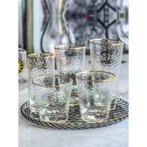 ciiemen | Japanese Gold Edge Hammered Glass Drinking Cup Set