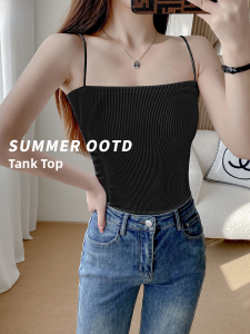 Miiow | Black Strapless Bralette Womens Outerwear Spring Summer 2025 New Style Chest Pad Wrapped Chest No Innerwear Tank Top Innerwear
