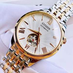ĐỒNG HỒ NAM CHÍNH HÃNG Citizen NH9136-88A Automatic White Dial Sapphire Open Heart Demi Gold Stainless Steel For Men