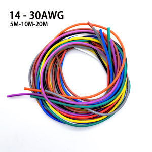 Silicone Wire with Ten Colors of Red Black White Yellow Blue Green Purple Brown Orange Gray 16-30AWG 16.4-164 Feet