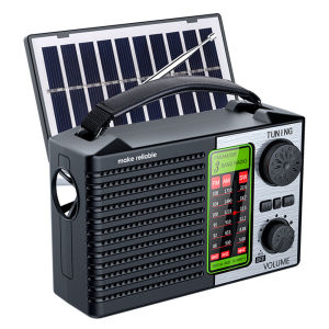 [VODF] Solar Radio with LED Flashlight BT Speaker Portable AM FM SW Radio for Camping