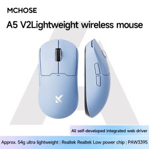 MCHOSE | MCHOSE A5 V3 Gaming Mouse Wireless Tri-Mode Ergonomics 500mAh PAW3395 4K/8K 26000DPI Lightweight E-sports Mouse PC Accesso