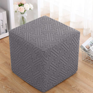 1pc Jacquard Square Footstool Cover Stretch Solid Color Ottoman Cover Anti-dirty Storage Stool Covers for Living Room Bedroom