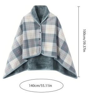 Buckled Shawl Blanket Winter Warm Wearable Blanket Office Dormitory Nap Shawl Blankets Soft Casual Travel Camping Scarf Wrap Rug