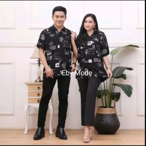 KEMEJA COUPLE PASANGAN / LENGAN PENDEK ABSTRAK CASUAL / BAHAN RAYON VISCOSE