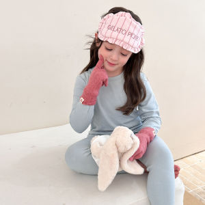 Aimode Baby Childrens Pure Cotton Woolen Sleepwear Long Sleeve round Neck Home Clothes Set Comfortable Warm Moisture Wicking