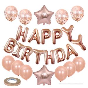 26PCSHappy Birthday Letter Balloon Set Foil Alphabet Balloons for Birthday Party Decor Photo Backdrop Anniversary Celebrations