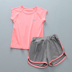 Quick Dry Ice Silk Childrens Sportswear Set Short Sleeve Shorts Running Thin Model Fitness Summer Clothes for Boys And Girls