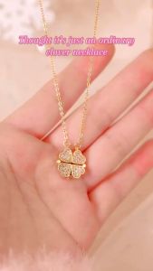 18K Gold Butterfly Sun Pendant Necklaces for Women Magnet Zircon Clover Choker Accessories Jewelry