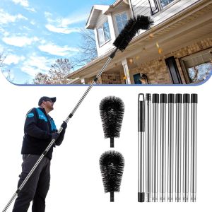 Gutter Cleaning Tools from The Ground 10ft Gutter Cleaner with 2 Cleaning Brush Roofing Rain Gutter Tool Remove Leaves Debris