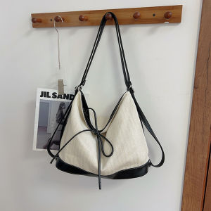 Large Capacity Canvas Tote Bag Womens 2024 New Summer Single Shoulder Slant Cross Bag High-End Casual Commuting Tote Bag