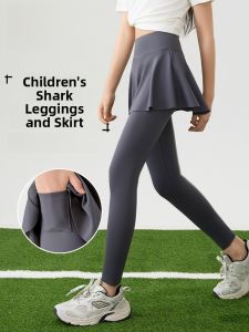 MiiOW | Cat Person Childrens Shark Pants Outwear Fake Two-Piece Pleated Skirt Pants 2025 New Mid-Size Kids Sports Base Layer Pants