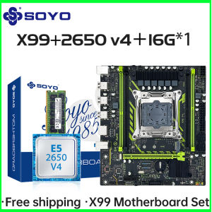 SOYO X99 Motherboard Set with Intel Xeon E5 2650 V4 CPU & Dual-channel DDR4 16Gx1 2133MHz RAM for Gaming Computer Components