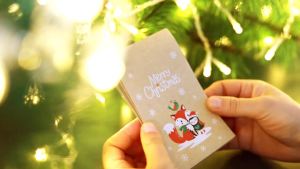 24Sets Mini Christmas Gift Pouch Vintage Xmas Vintage Kraft Paper Bags Santa Claus Fox Candy Treat Bags New Year Party Supplies
