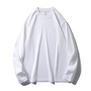 Plaid Minimalist Style 220G Heavy Weight Pure Cotton T-shirt Export Mens Clothing Spring & Fall Couples Pullover Long Sleeves Bottoming T-shirt