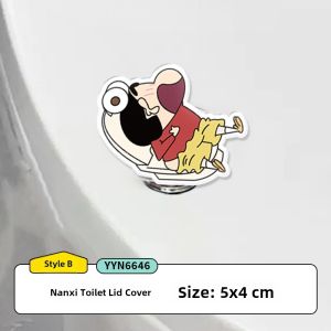 Creative Crayon Shinchan Toilet Lid Lifter Press Button Cute Bathroom Toilet Cover Handle Household Cleaning Tool Plastic