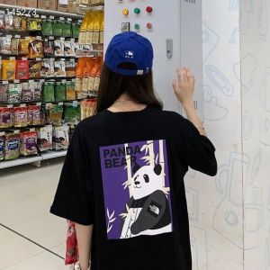 Hot seller The North▔Face Outdoor 100% pure cotton T-shirt medium length panda fashion womens short sleeve T-shirt loose casual top