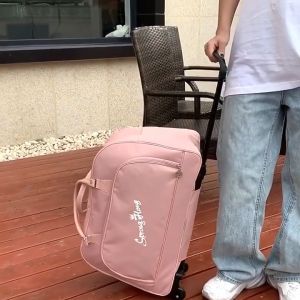 MQQ กระเป๋าเดินทาง 2 ล้อ กระเป๋าใส่เสื้อผ้า โพลีเอสเตอร์ กระเป๋เดินทางน้ำหนักเบาสำ ถือแฟชั่นสไตล์เกาหลี ความจุขนาดใหญ่ กระเป๋าเดินทาง 2 ล้อ