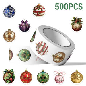 500PCS Merry Christmas Ball Stickers Festive Ornament Phone Guitar Helmet Envelope Greeting Card Gift Box Water Cup Decals Toys