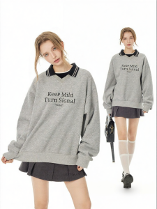 Turn Signal | Casual Loose Fleece Lined Womens Long Sleeve Hoodie