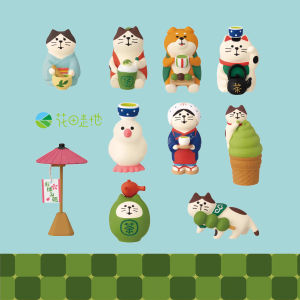 Zakka Japanese Style Cat Matcha Tea House Miniature Scene Decorative Ornaments Creative Resin Crafts Desktop Decorations