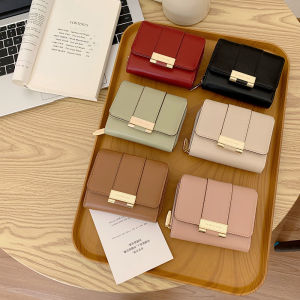 Stylish refined Compact Foldable Card case Short Zippered Tri-Fold Clutch with multiple card slots to hold coins bank cards