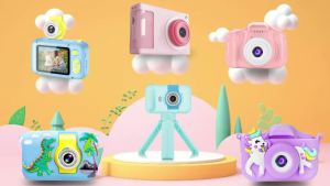 Camera trẻ em 180 ống kính máy ảnh lật ° cho trẻ em Camera LCD kỹ thuật số 24 inch IPS kèm ốp silicon Camera chụp ảnh tự sướng cho bé 3-10