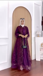 BISA COD Nadine Dress BUSUI Tille Brokat Gamis Dewasa Terbaru Viral Dress Wanita Kondangan Kekinian