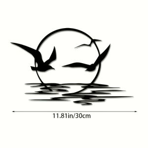 CIFbuy | CIFBUY Sunrise Seagull Metal Wall Art Iron Sculpture Mural Plaque For Yard Patio Home Decor