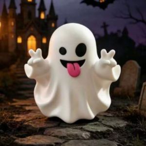 10Pcs Cute Halloween Ghost Resin Mini Figurine Cute Spooky Desktop Decoration White Ghost Statue Home Decor Cake Topper Ornament
