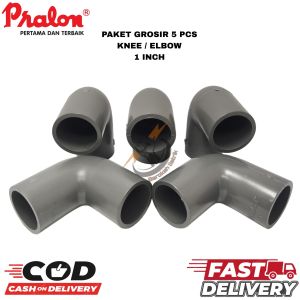 (paket 5pcs) knie 1"inchi ELBOW PVC 1"merek PRALON/Belokan pipa PVC 1"/ Sambungan belokan pipa PVC 1