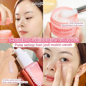 Glad2Glow 4pcs Bundle 4in1 Paket Skincare Moisturizer Serum Face Wash-ACNE KIT GLOWING KIT Dark Spot VC Bright Barrier Set