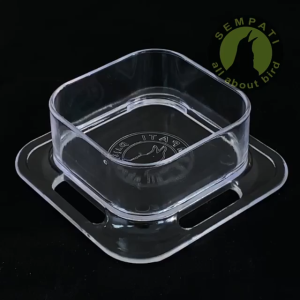 SEMPATI GROSIR Cepuk Kotak Mika Sempati Per Pack Lusin Isi 20 Wadah Tempat Pakan Minum Mandi Burung Kenari Pleci