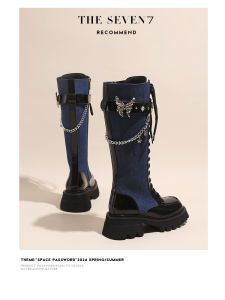 Womens High-Top Martin Boots Butterfly Chain Thick Bottom Knight Boots Long Tube Boots British Style Winter Fashion Boots