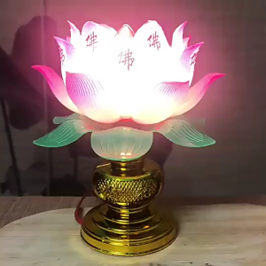 CANAMEK โคมไฟดอกบัว1ชิ้นโคมไฟดอกบัวสีสันสดใสโคมไฟตั้งโต๊ะสำหรับทำสมาธิที่บ้านบูชาศาสนาพุทธ