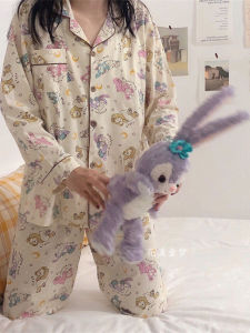 Pure Cotton Nightgown Long Sleeve Loose Comfortable Sweet Star Dailu Home Clothes Set Can Be Worn outside for Women