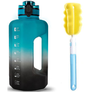 Big Water Bottle 2.2 Litre with Handle Time Marker Straw Leak Proof Half Gallon Large Capacity Huge Jug for Workout Gym Fitness