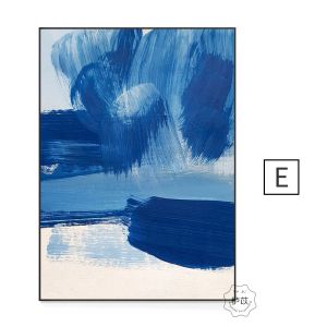 Scandinavian Living Room Decorative Painting Modern Simple Personality Creative Background Wall Three-Piece Painting Dining Room Abstract Blue Art Paintings