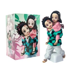 Bandai | 12.5cm Demon Slayer Tanjiro & Nezuko PVC Collectible Cartoon Figure Model Toy Creative Personalized with Packaging Box