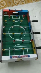 [Clip Quay Thật Cỡ Lớn 69x37cm] Bàn Bi Lắc Bóng Đá Mini Bằng Gỗ Logo Real - Barca Loại To 6 tay cầm Đại