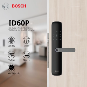 Khóa cửa vân tay thông minh Bosch ID60 DE màu đen bạc app quản lý trên điện thoại