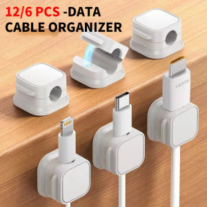 12/ 6PCS Magnetic Cable Clips Cable Smooth Adjustable Cord Holder Under Desk Cable Management Wire Keeper Cable Organizer