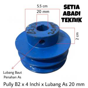 Pulley Tali Kipas/ Pully Tali Kipas/ Poli Tali  kipas B2x4Inchi x Lubang as 20 mm