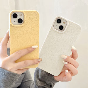 Simple Solid color Silicone case For iPhone 11/XR 15 Pro Max 12 13 14 Pro Max iPhone 6 6s Plus 7 Plus 8 Plus SE 2020 XS Max 14 Plus degradable wheat shell anti drop shock phone case Macaron Shockproof Back Cover