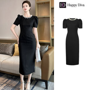 Happy Diva Womens Elegant Black Puff Sleeve Dress - Wedding Prom & Formal Party Gown 9009