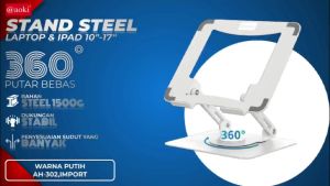 AOKI Laptop Stand dengan 360° Rotasi Base Penstabil Komputer Ergonomis untuk Meja Ketinggian dan Sudut Dapat Disesuaikan Gantungan Laptop Lipat Penyangga Logam Stabil Mendukung Notebook PC 10-15.6"