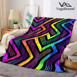 Neon Zigzag Flannel Blanket Warm Soft Halloween Christmas Decorative Couch Warm Cozy All-Season Gift